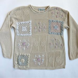 Vintage Shenanigans Floral Cottagecore Grandmacore Oversized Sweater M L